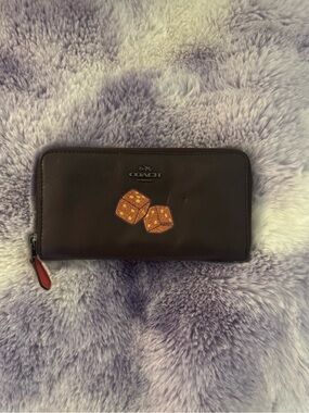 Coach Dice Motif Zip around black wallet